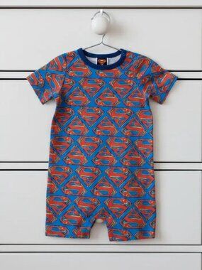 DC Comics Allover Superman Logo Romper 12-18 Months